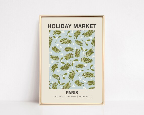 Paris Holiday Flower Market Modern Christmas Poster