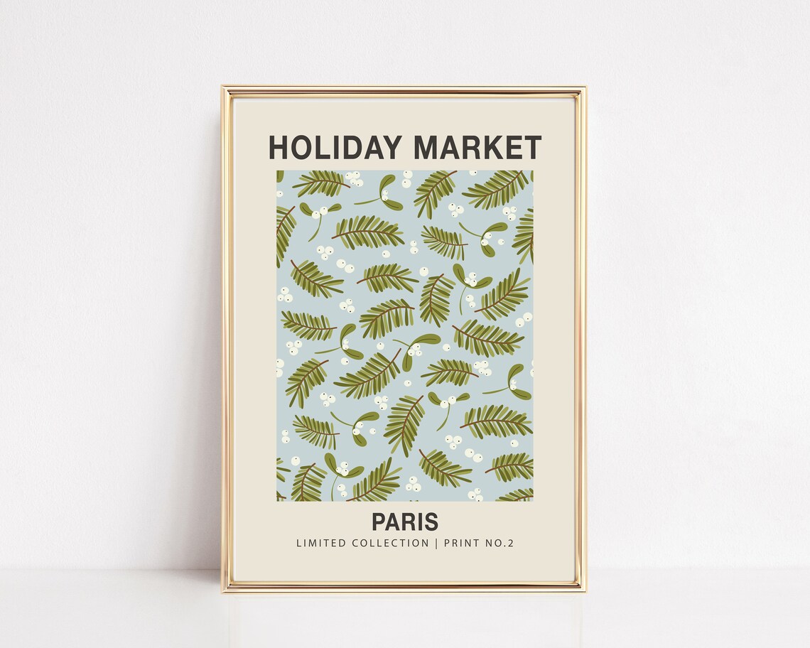 Paris Holiday Flower Market Modern Christmas Poster