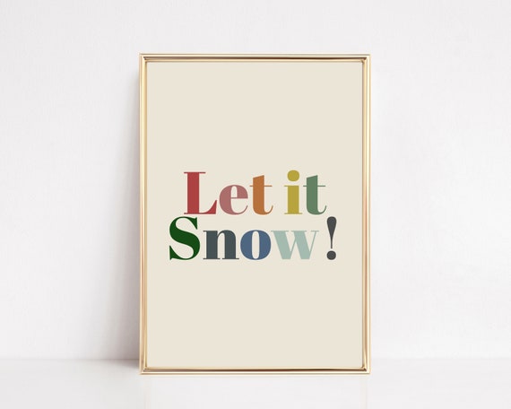 Let It Snow Retro Christmas Poster, Holiday Decor