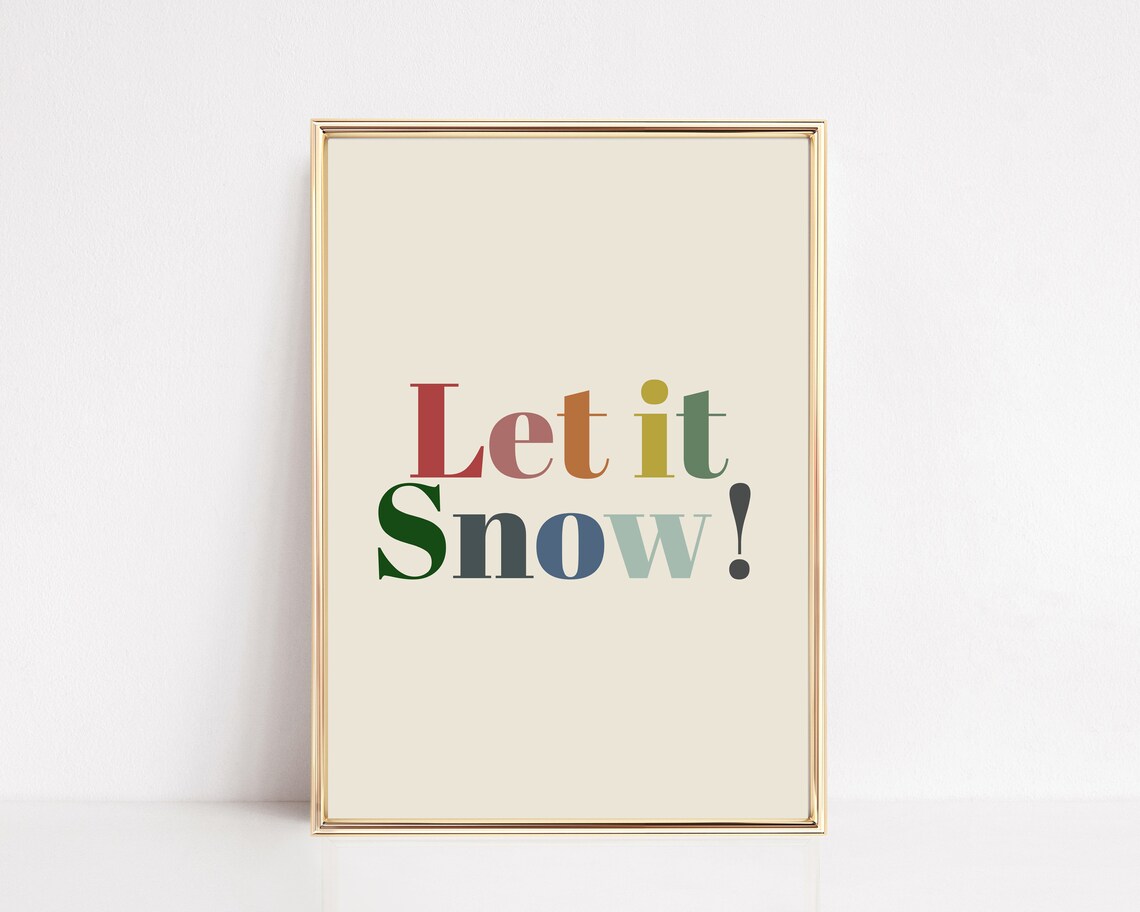 Let It Snow Retro Christmas Poster, Holiday Decor
