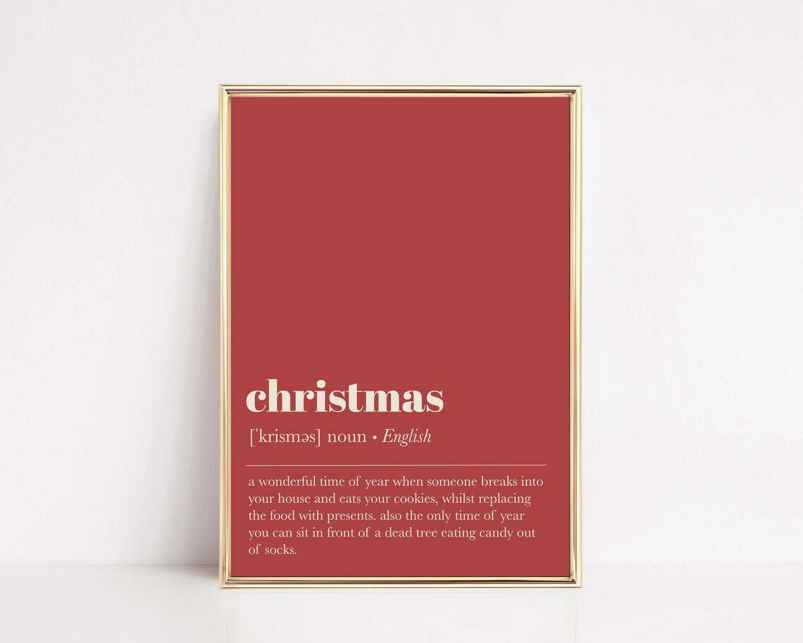 Christmas Definition Print, Holiday Wall Art