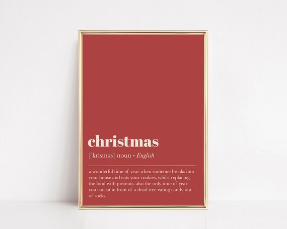 Christmas Definition Print, Holiday Wall Art