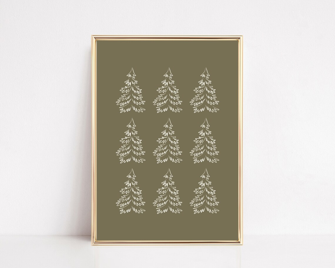Christmas Tree Art Print, Neutral Holiday Decor