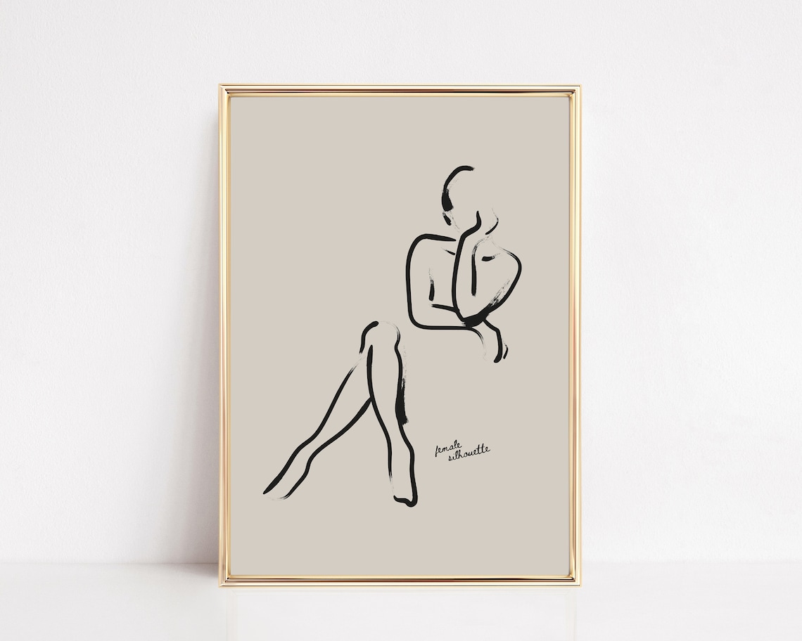 Nude Line Drawing, One Line Art Wall Print