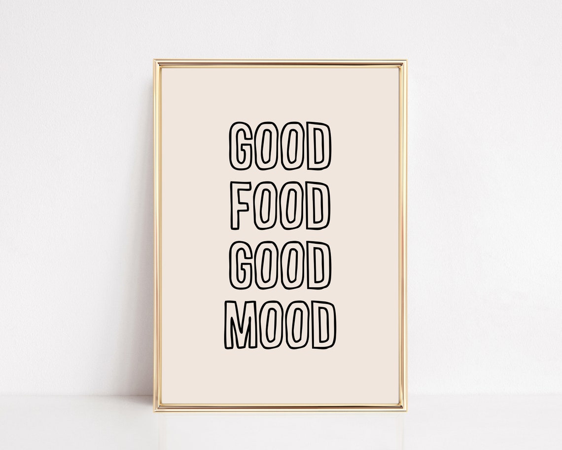 Good Food Good Mood Minimalist Kitchen Typography Print Decor - Image 2