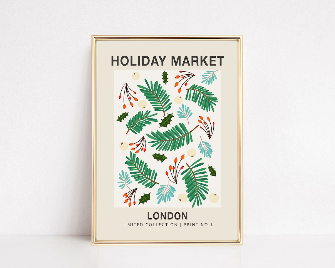 London Holiday Flower Market Modern Christmas Poster