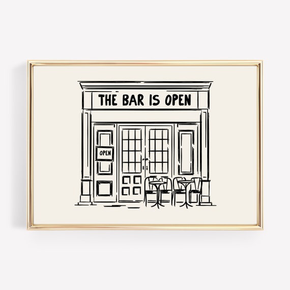Bar Cart Vintage Bar Cart Decor Art Print