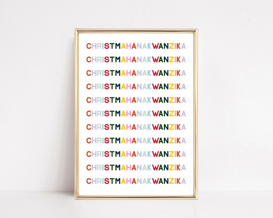 Christmahanakwanzika Colorful Typography Print for Inclusive Holiday Decor