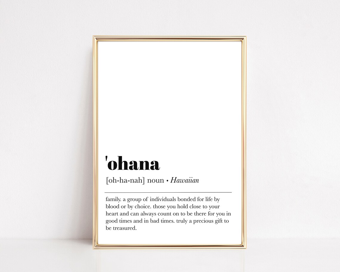 Ohana Definition Print, Hawaiian Family Wall Art