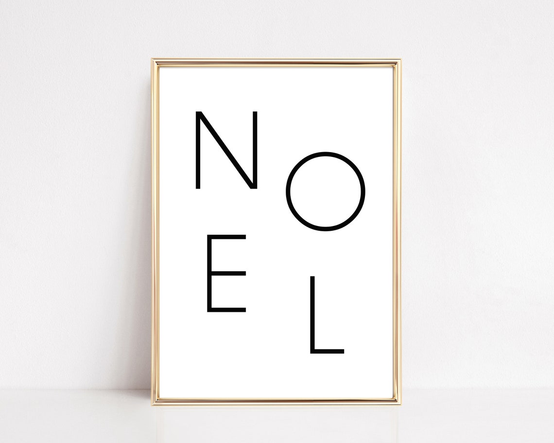 Noel Minimalist Black Letter Typography On White Holiday Art Print