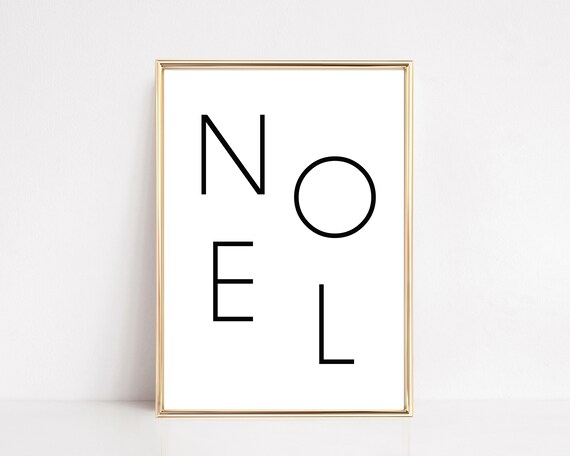Noel Minimalist Black Letter Typography On White Holiday Art Print