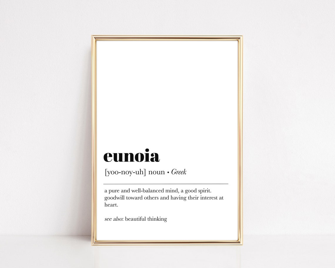 Eunoia Greek Definition Beautiful Mind Dictionary Art Wall Poster
