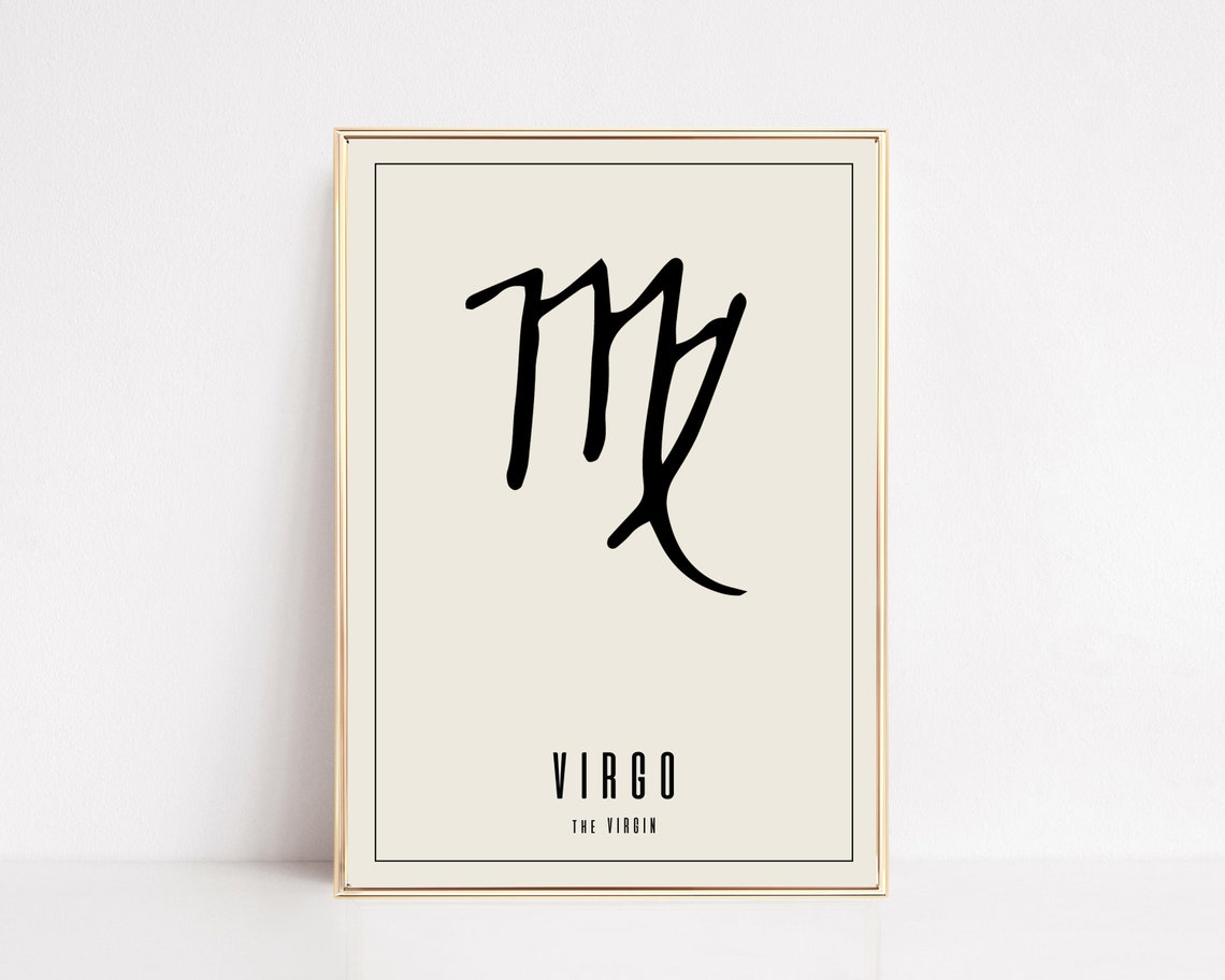 Virgo Zodiac Symbol The Virgin Cream Minimalist Astrology Sign Poster