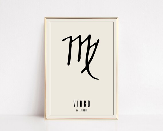 Virgo Zodiac Symbol The Virgin Cream Minimalist Astrology Sign Poster