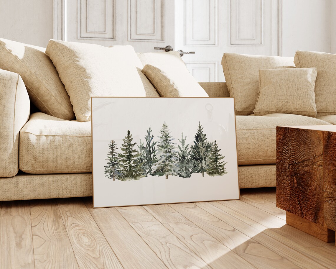 Christmas Tree Print, Farmhouse Winter Landscape