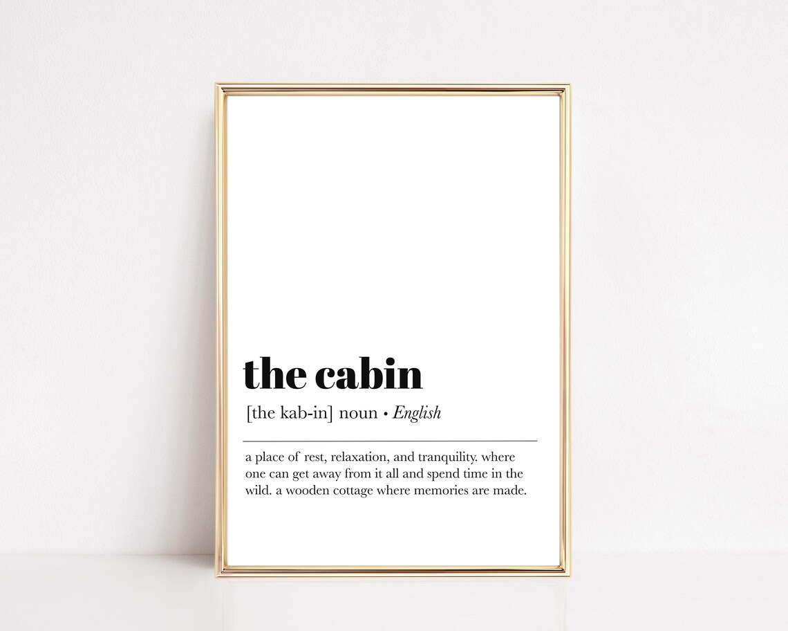 Cabin Definition Minimalist Poster, Cabin Decor
