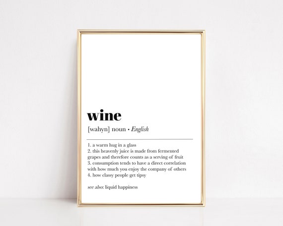 Wine Definition Art Print, Modern Bar Decor