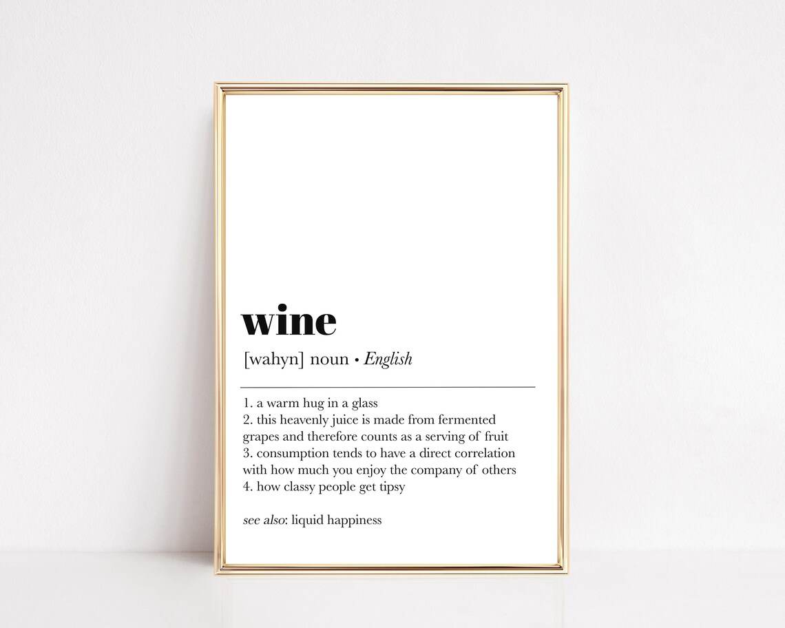 Wine Definition Art Print, Modern Bar Decor