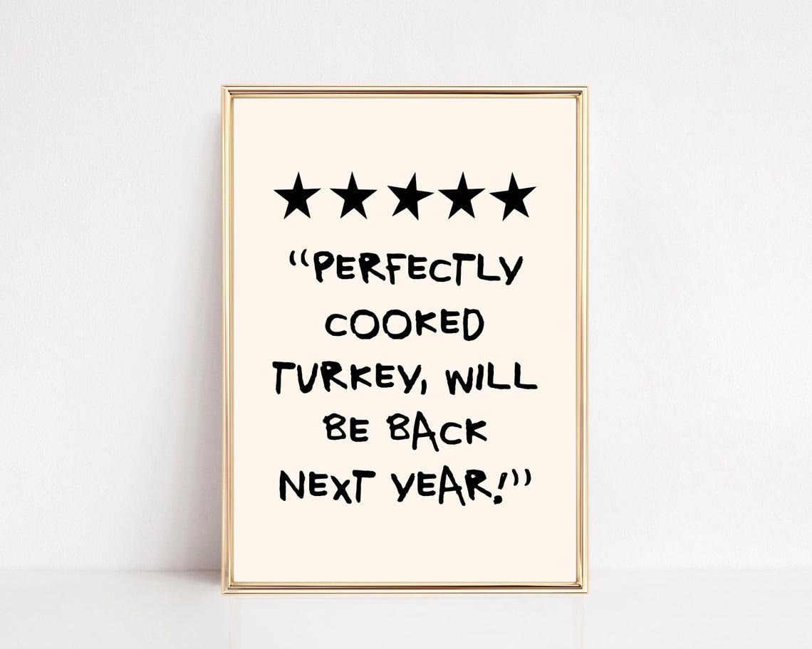 Funny Thanksgiving Decor Fall Wall Art Trendy Rating Sign Thanksgiving Print Turkey Print Wall Art