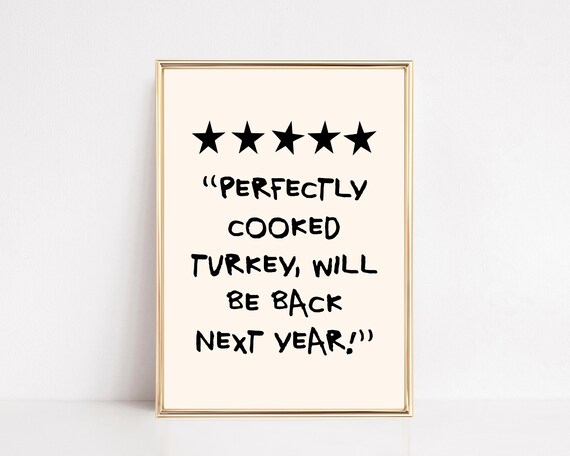 Funny Five Star Perfectly Cooked Turkey Dinner Review Poster