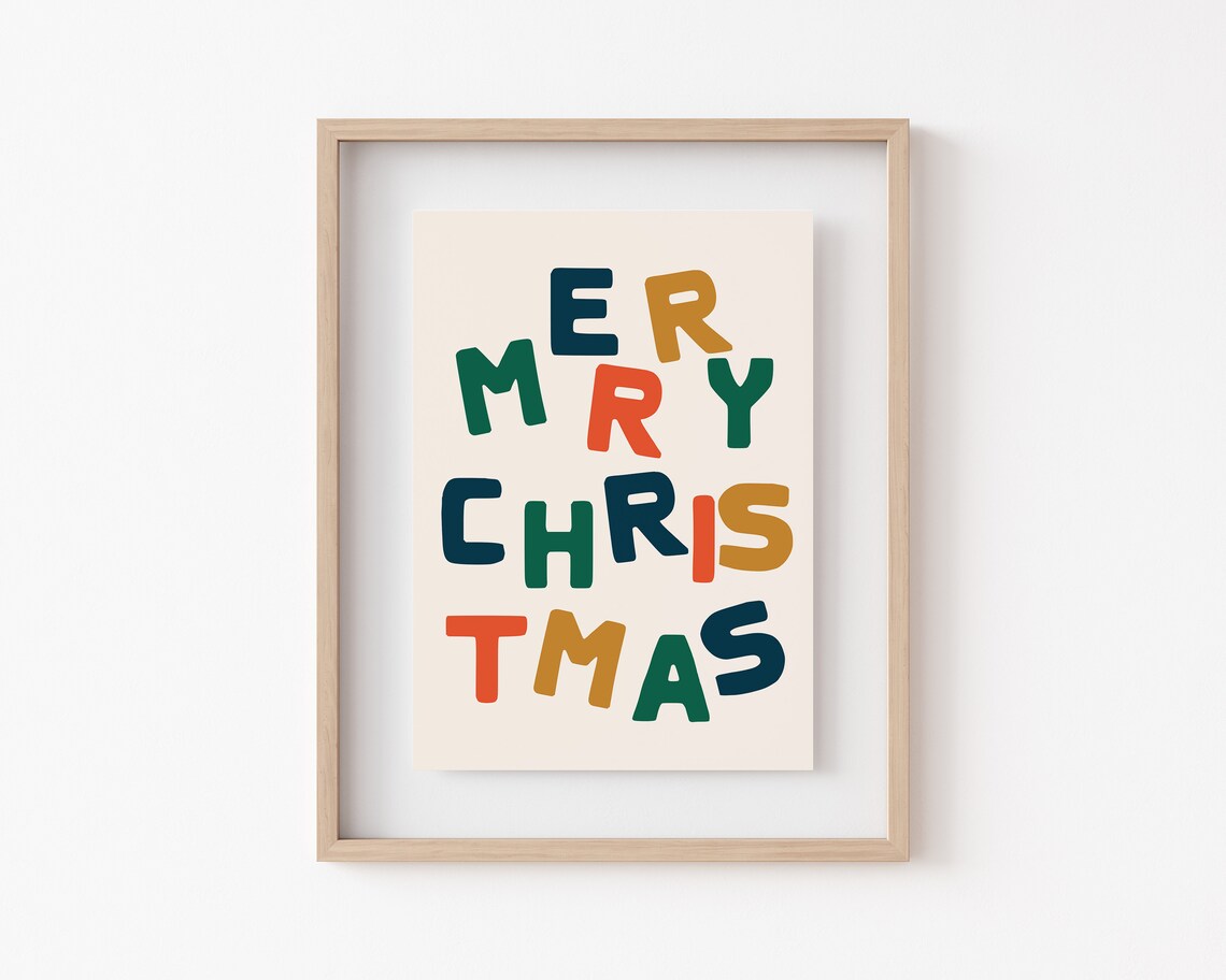 Boho Christmas Art Print, Retro 70s Holiday Decor - Image 2