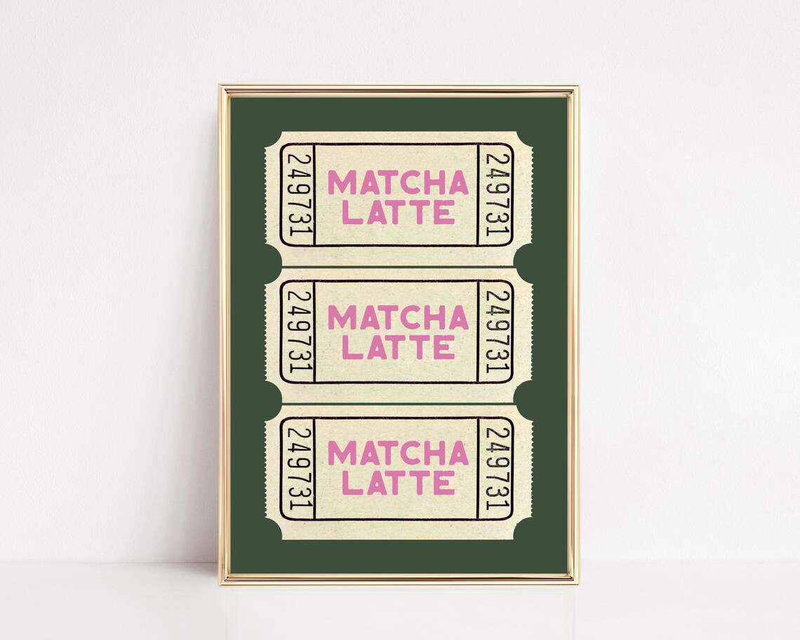 Matcha Cute Kitchen Art Print, Coffee Bar Decor