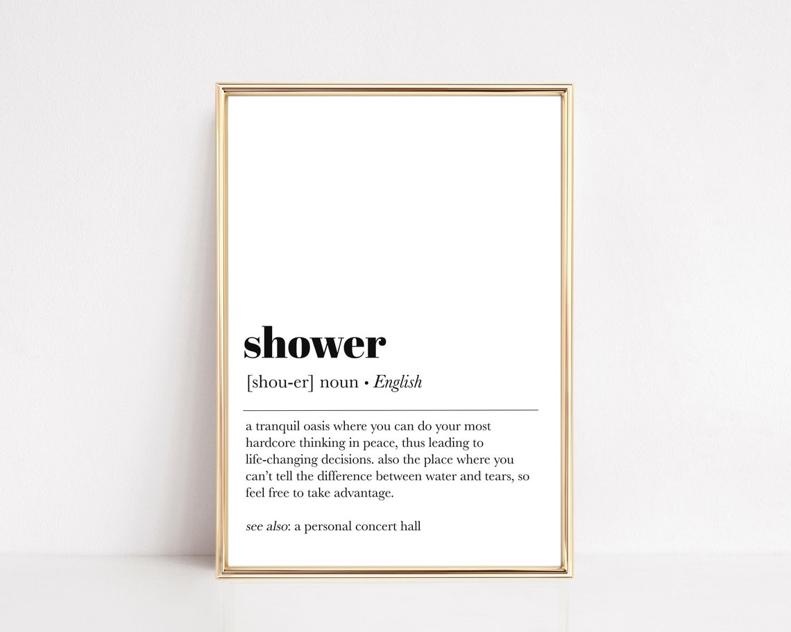 Funny Shower Definition Dictionary Style Bathroom Decor Wall Art