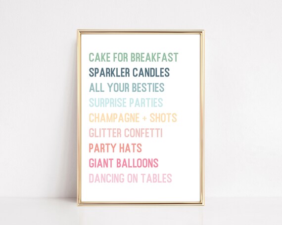 Colorful Birthday Wall Art Cute Birthday Decor Aesthetic Birthday Party Decor Birthday Party Decorations