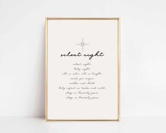 Silent Night Neutral Christmas Farmhouse Wall Art