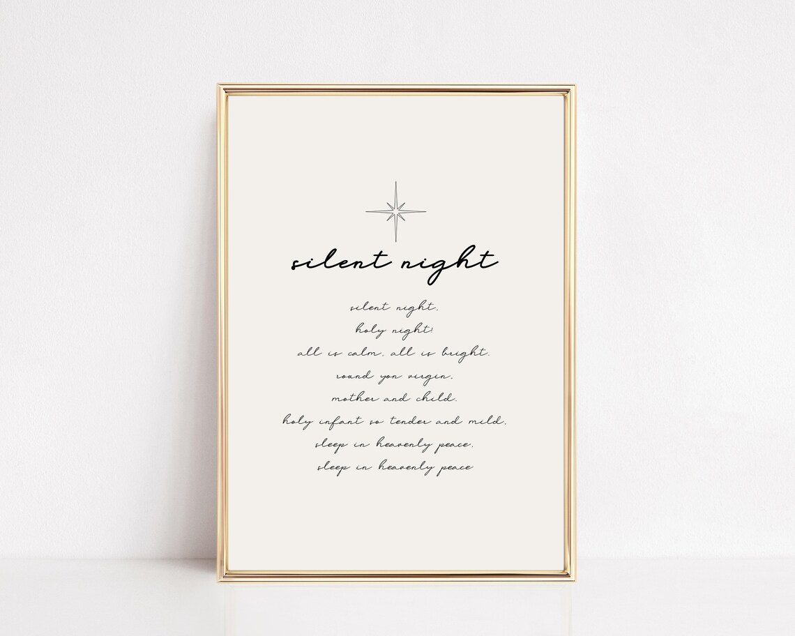 Silent Night Neutral Christmas Farmhouse Wall Art