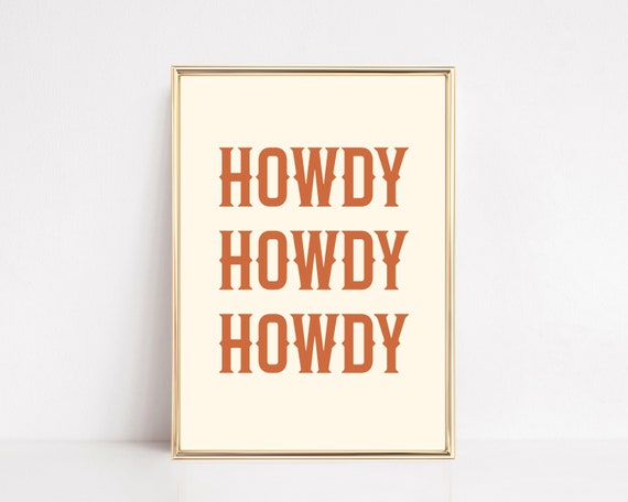 Howdy Sign Trendy Wall Art Dorm Decor For College Girls Aesthetic Print Boho Wall Art Dorm Wall Art Print