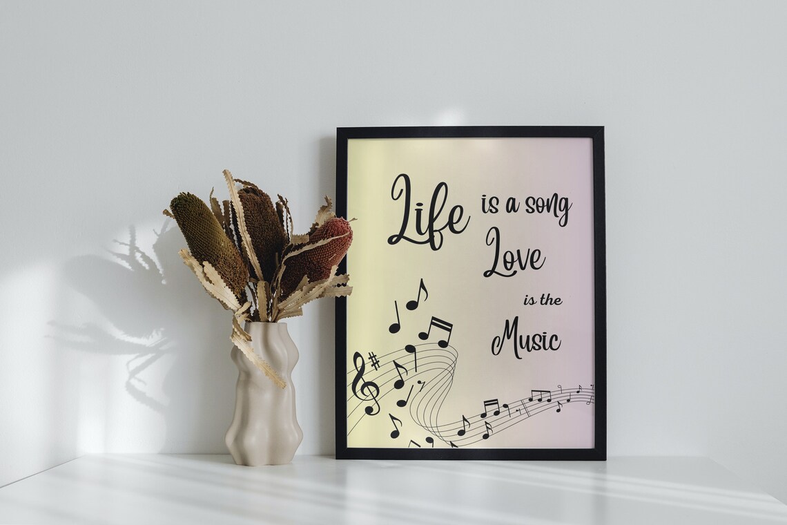 Life Is a Song Love Is the Music Notes Gradient Quote Poster - Image 2