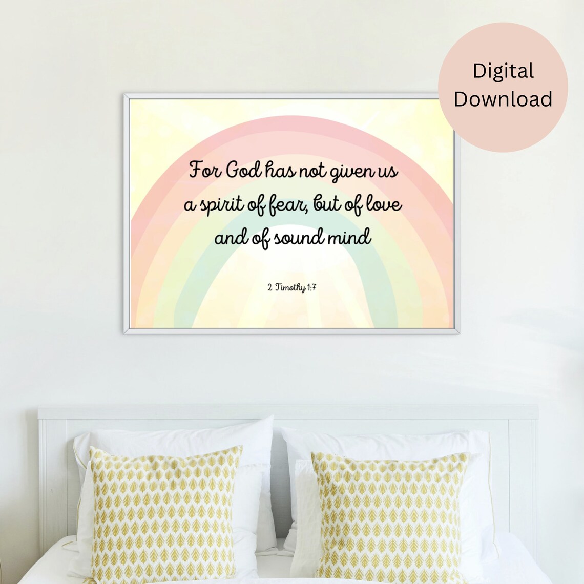 2 Timothy 1:7 Bible Verse Rainbow Sunshine Wall Art - Image 2