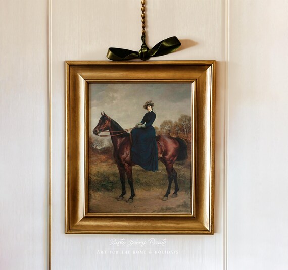 Vintage Woman On A Horse Moody Art Print Wall Art Antique Art Instant Art