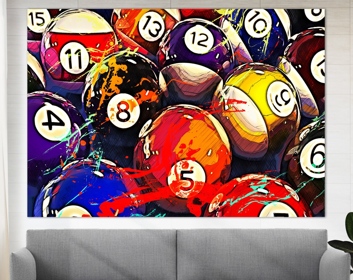 Billiards Balls Abstract Art Print for Game Room