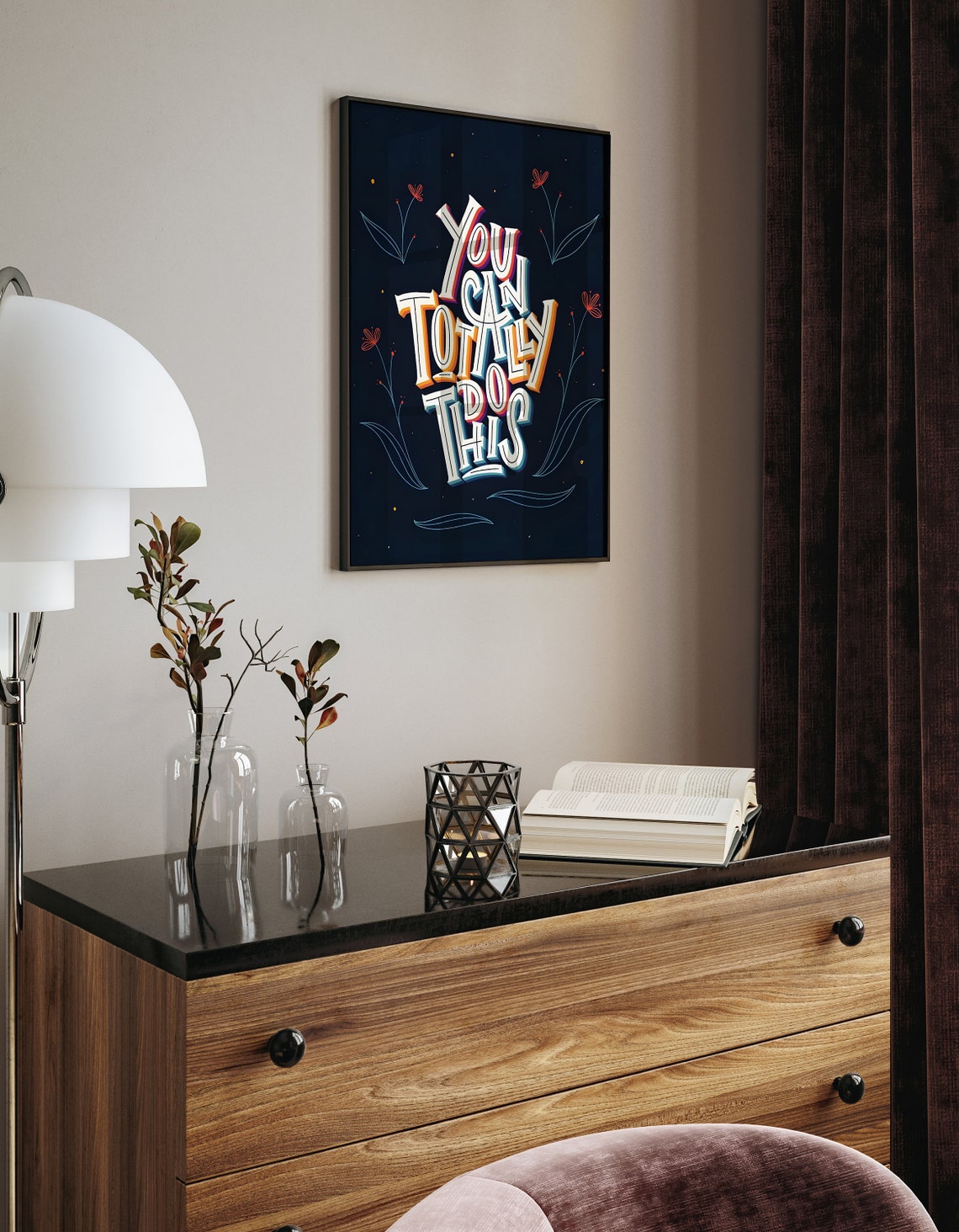 You Can Totally Do This Navy Hand Lettered Motivational Poster - Image 3