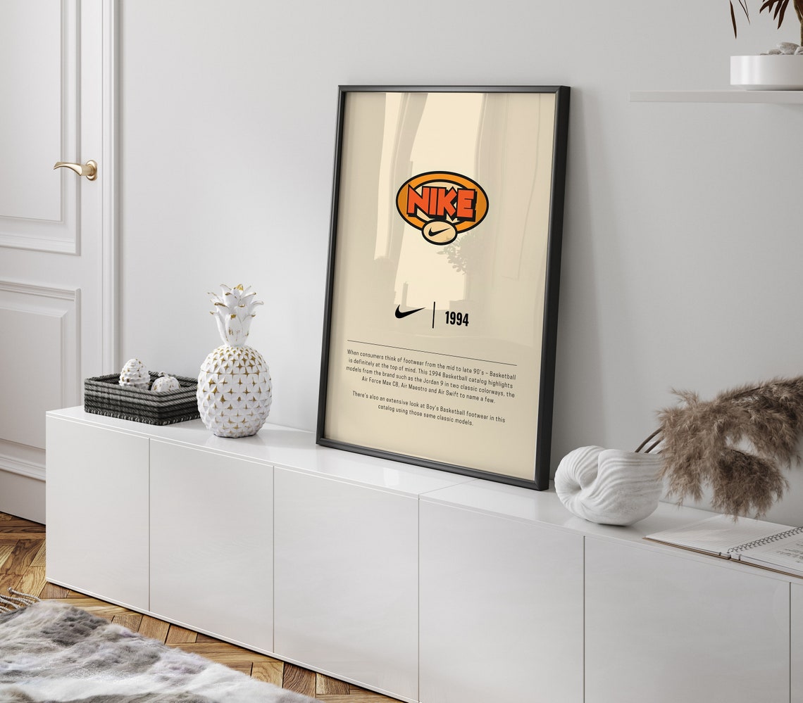 Retro Nike 1994 Orange Oval Logo Basketball Heritage Catalog Poster