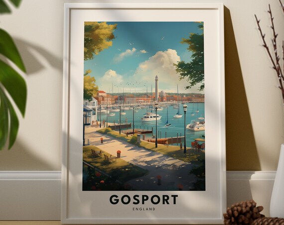 Gosport Travel Print Wall Art Hanging Home Dcor South Hampshire Gift Lovers City Poster