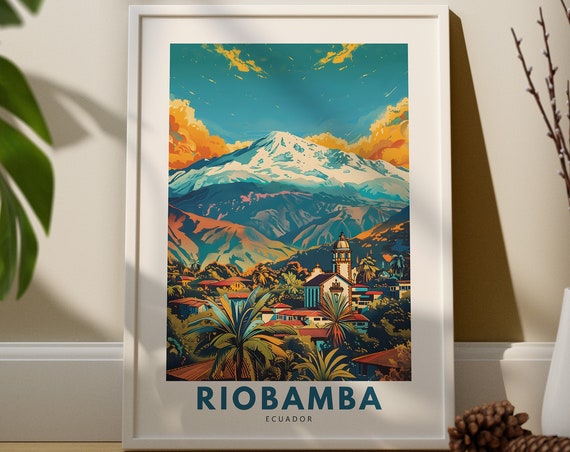Riobamba Wall Art Print Travel Poster Ecuador Decor Hang