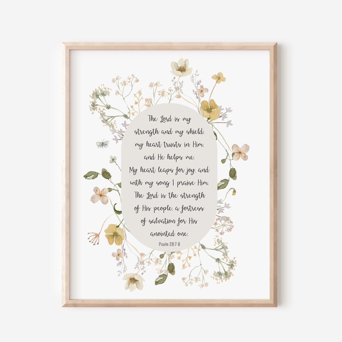 Psalm 28:7-8 The Lord Is My Strength Wildflower Bible Verse Print