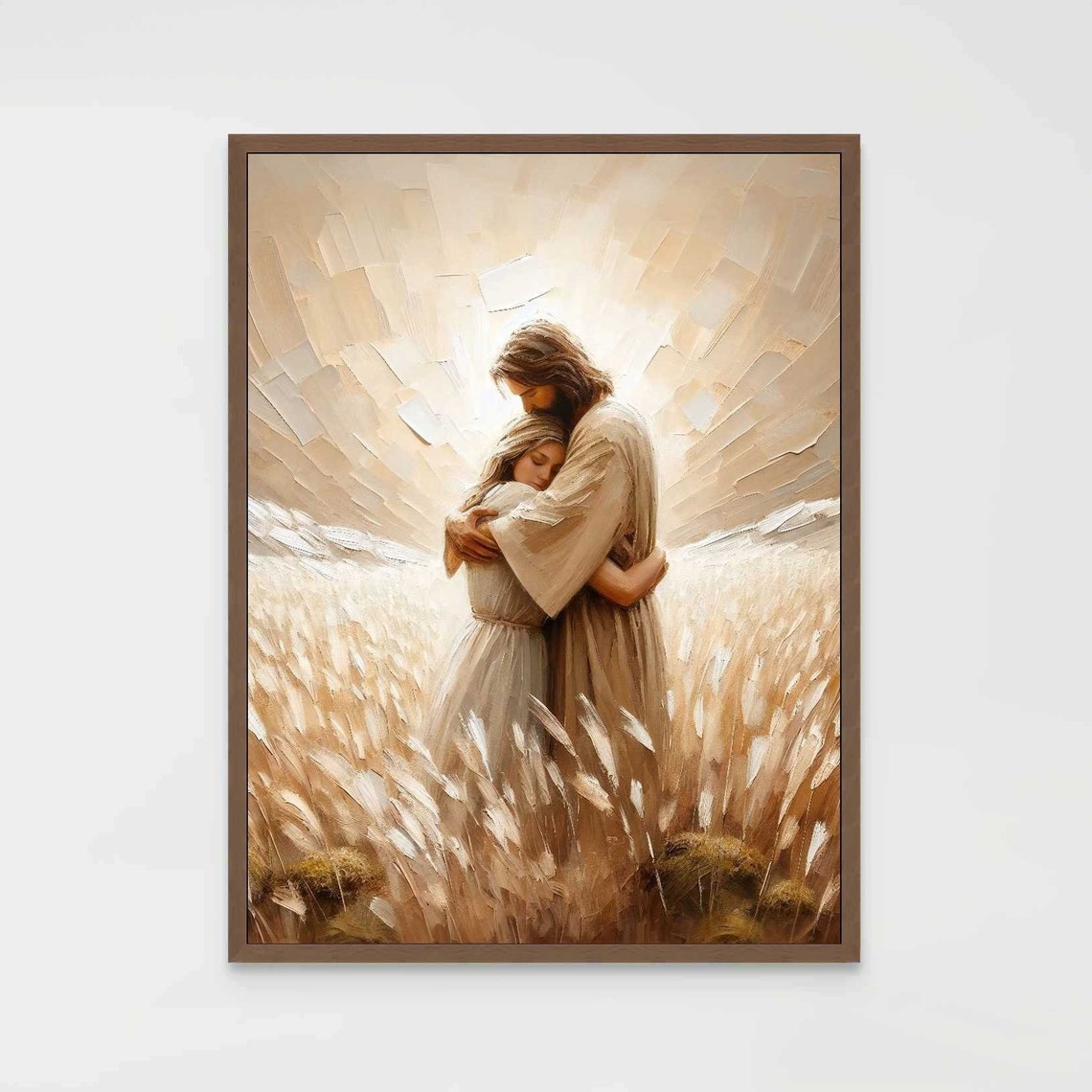 Accept Him Christian Jesus Hugging Girl, Bible Art