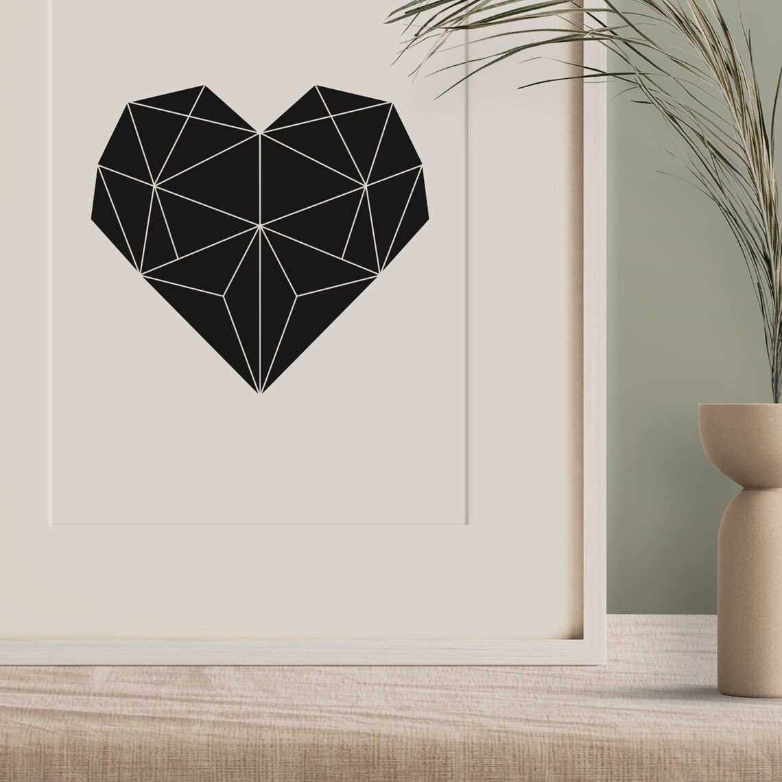 Typography Heart Illustration Art Print, Black White - Image 3