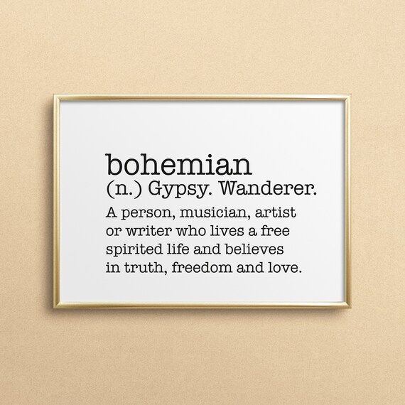 Bohemian Definition Quote Free Spirited Wanderer Boho Style Poster