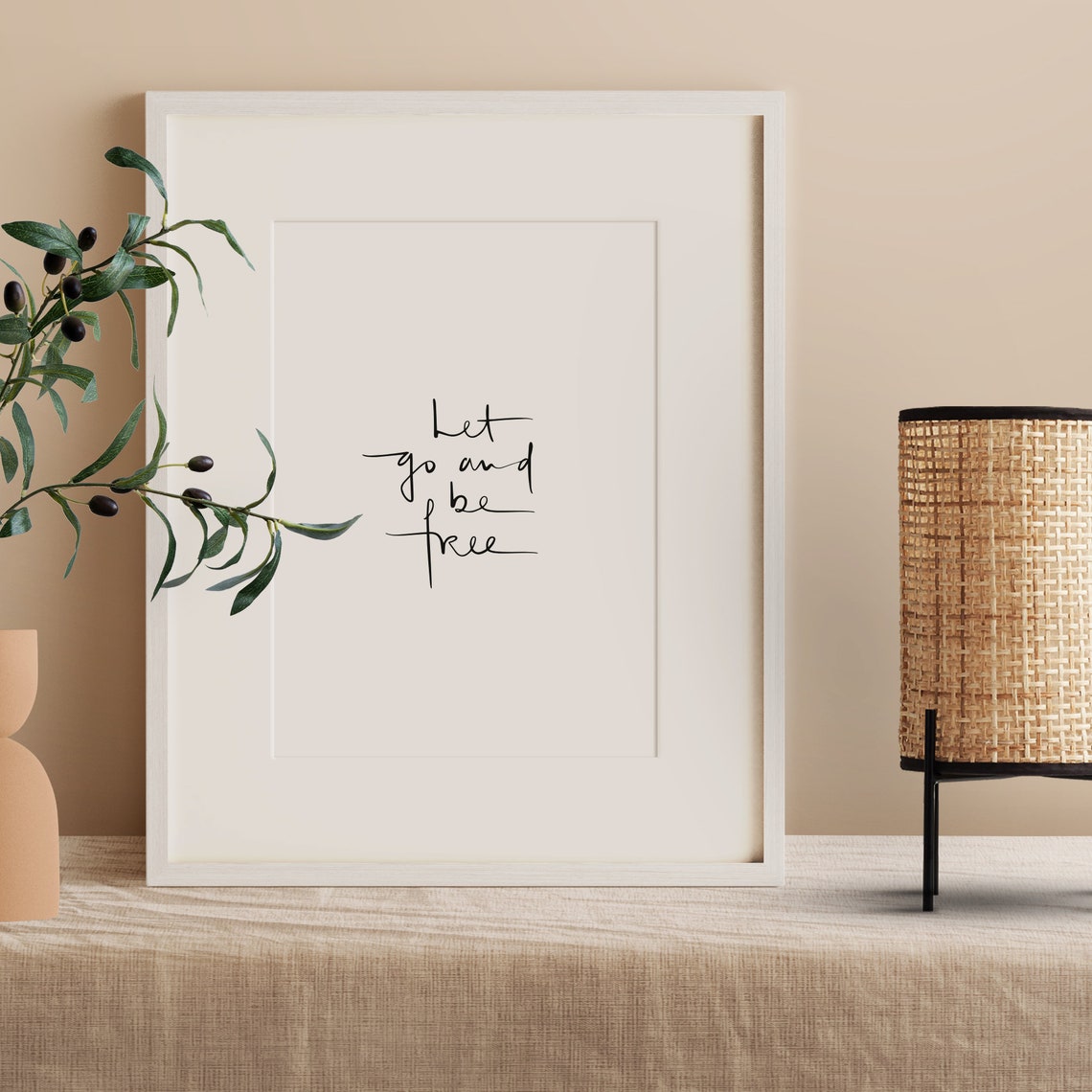 Let Go And Be Free Inspirational Hand Lettered Calm Quote Poster - Image 2