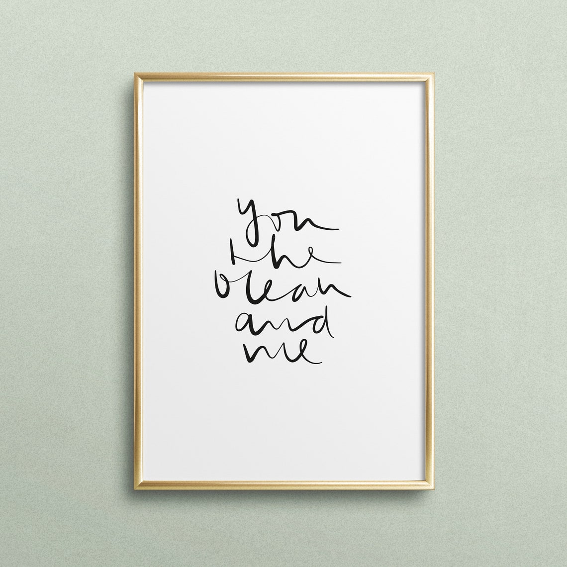You The Ocean And Me Romantic Beach Script Love Quote Poster