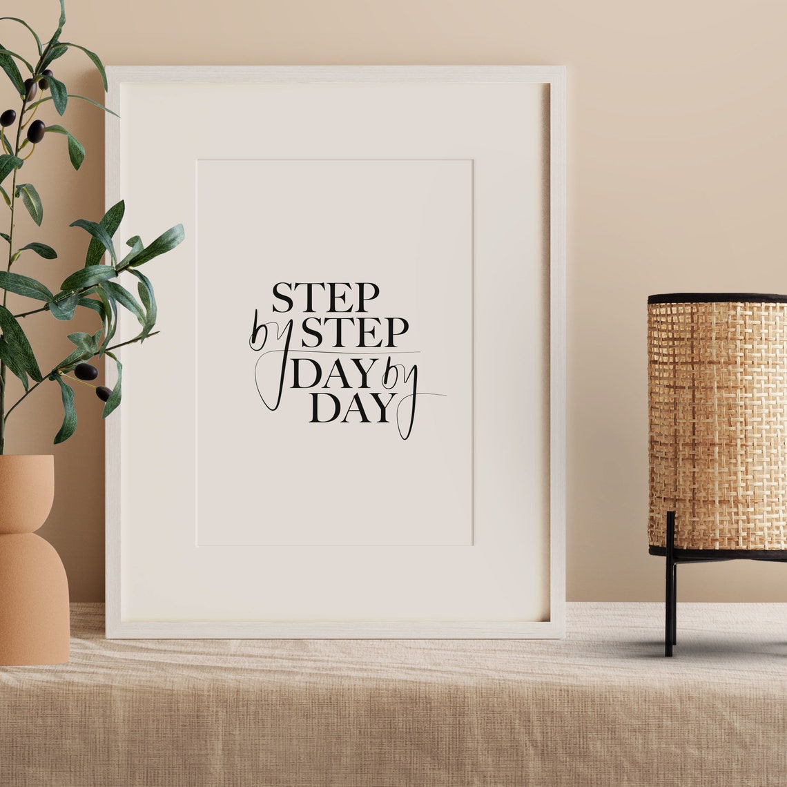 Step by Step Day by Day Serif Script Motivational Quote Poster - Image 2