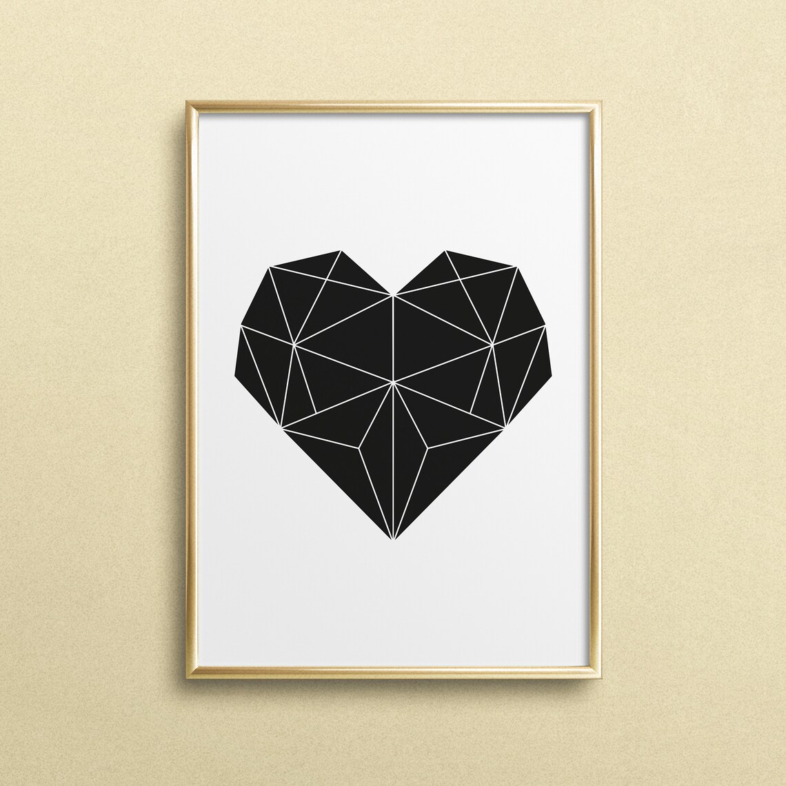Typography Heart Illustration Art Print, Black White