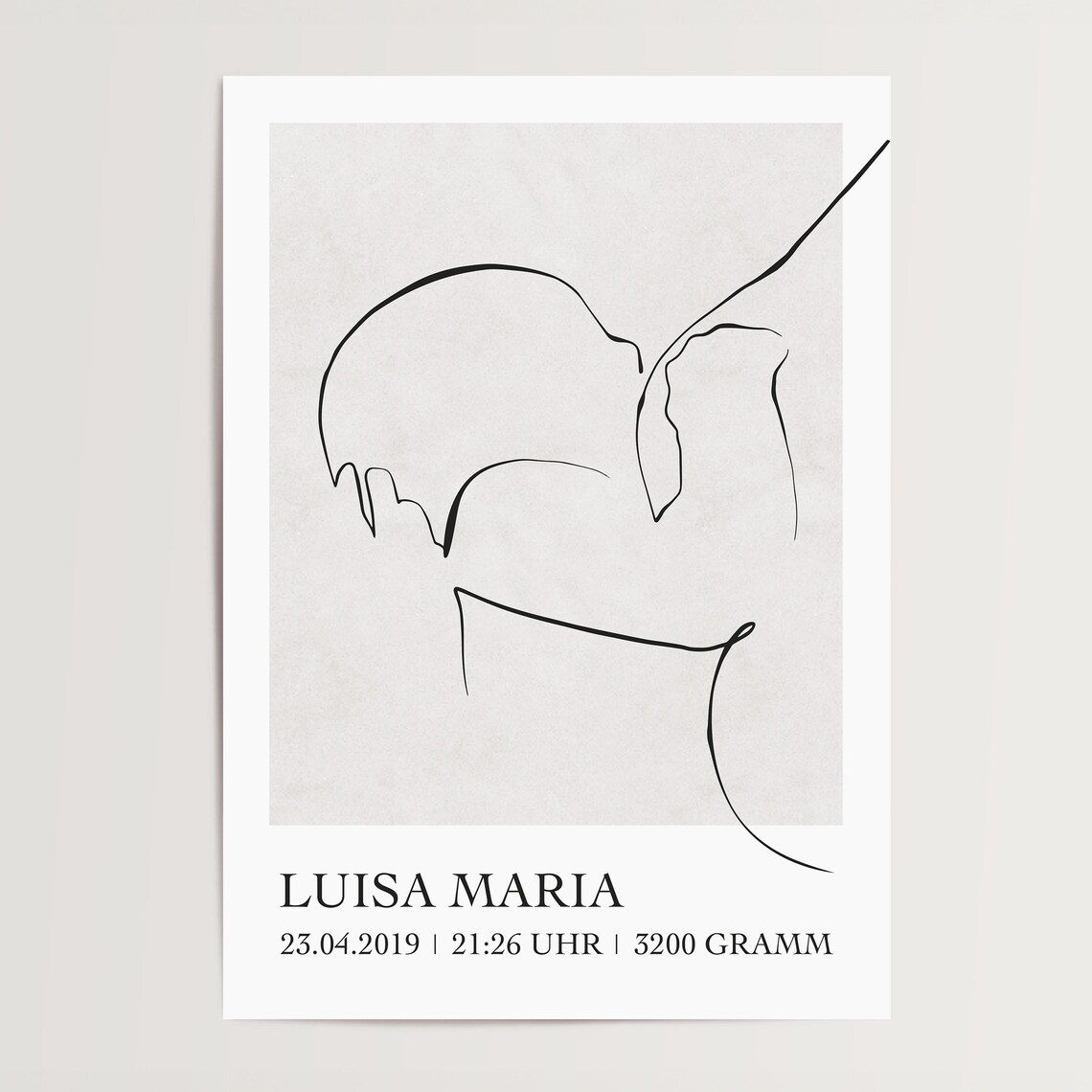 Birth Stats Girl Line Art Mother Baby Newborn Nursery Poster - Image 4