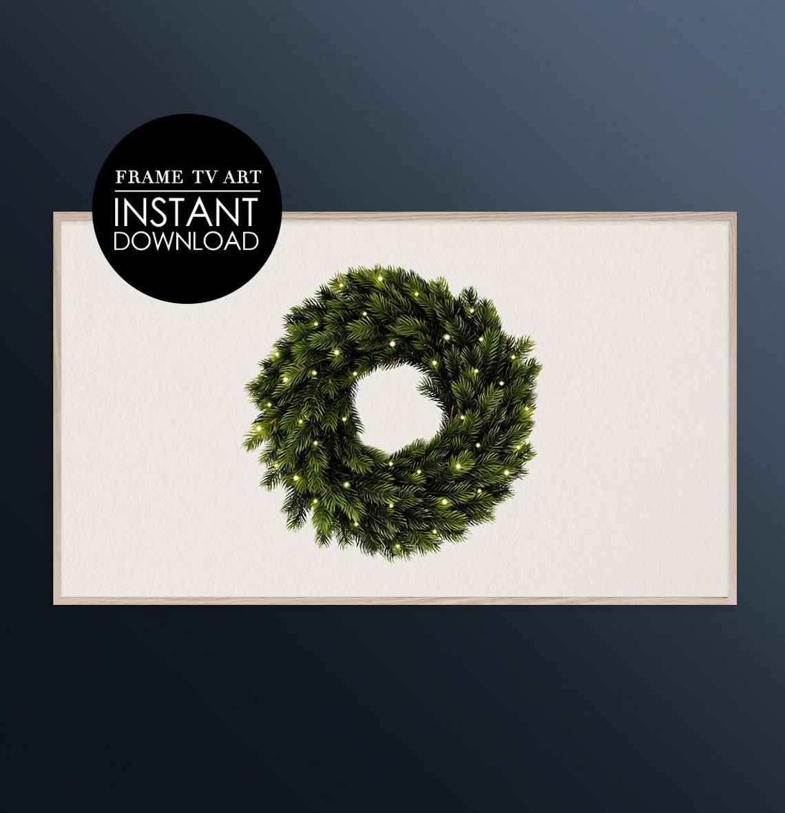 Samsung Frame Tv Art Christmas Wreath Lights Botanical Painting Holiday Wall Decor