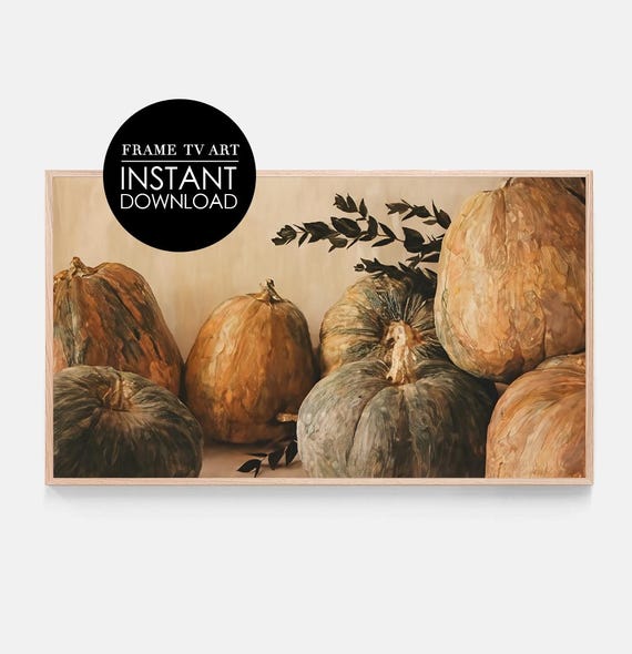 Pumpkin Vintage Painting Samsung Frame Tv Art Instant Fall Autumn Decor